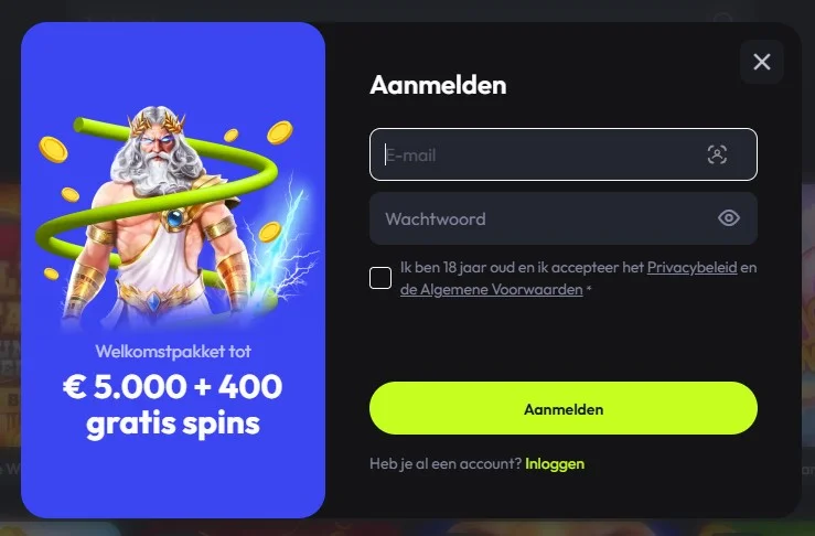 Gxspin registratieproces voor nieuwe gebruikers